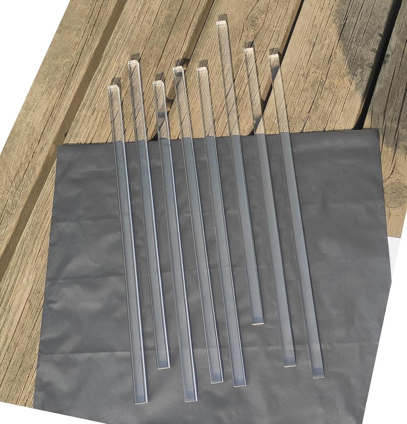 Eliphs 8pcs 25/64" x25/64 x12in 0.4"(10mm) Clear Acrylic Square Rods PLEXIGLASS Lucite Plastic Rod - Image 1
